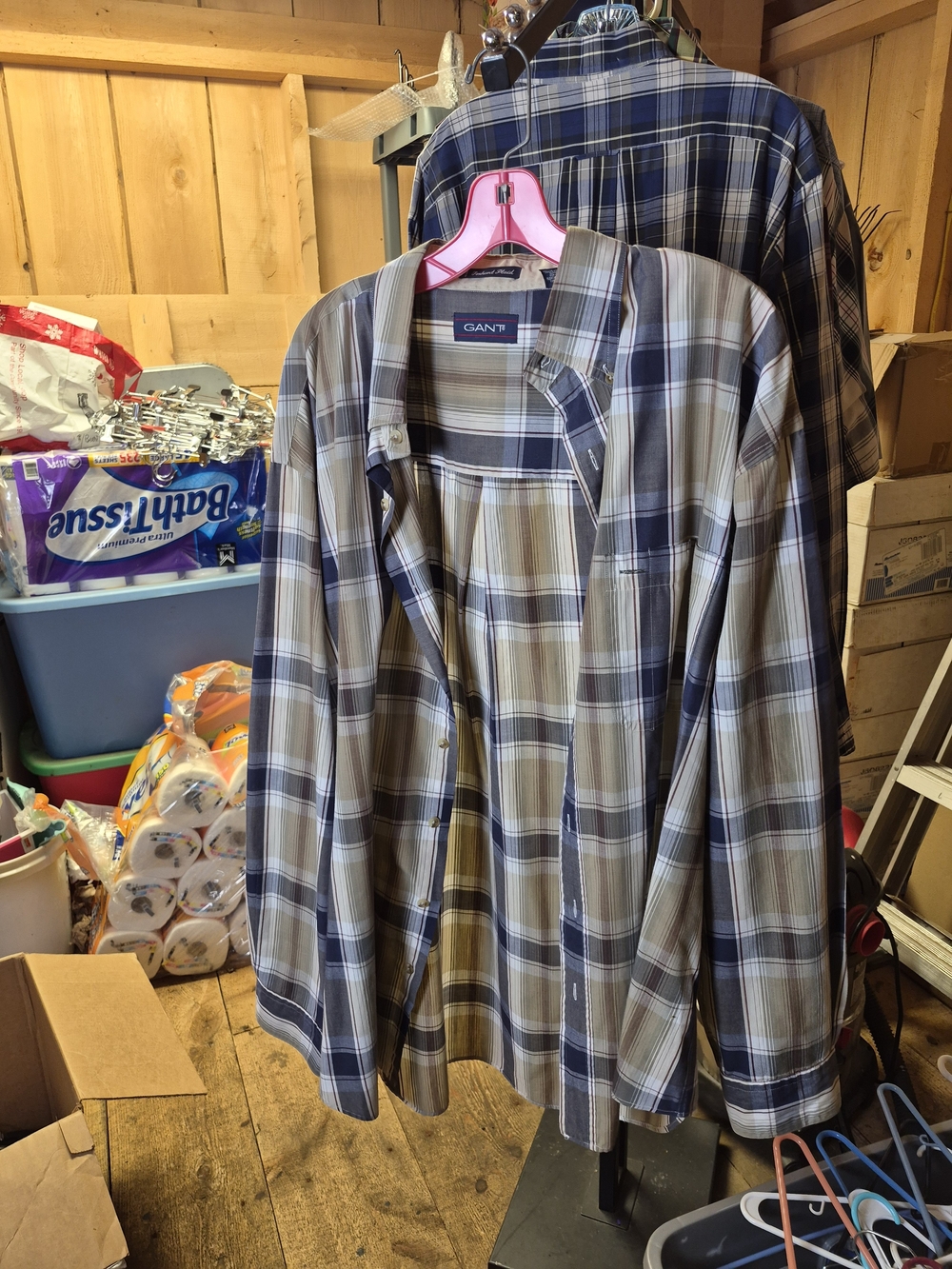 Gant Men’s Plaid Button-Front Shirt Blue and Brown Bin 39